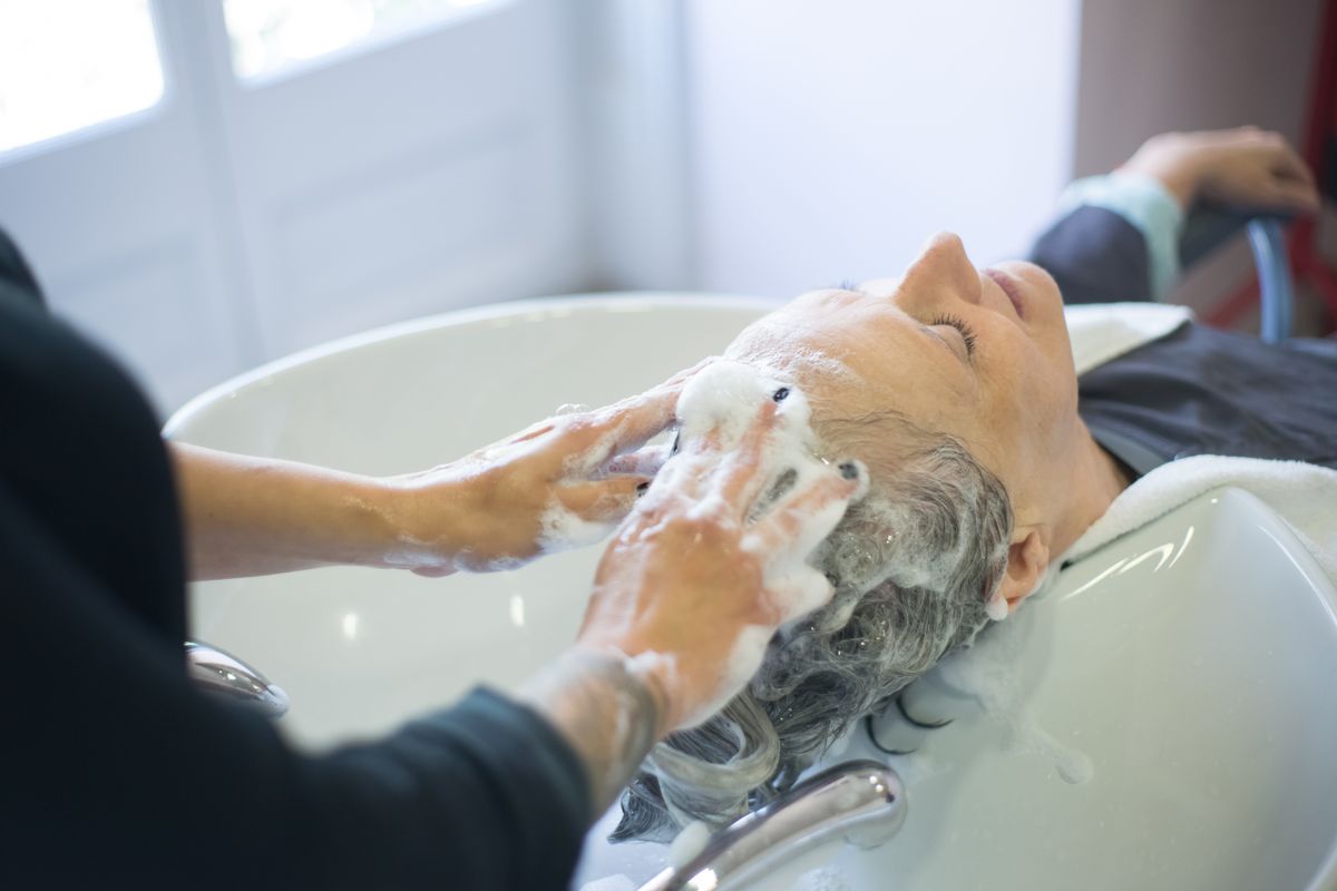 Scalp massage during a hair wash